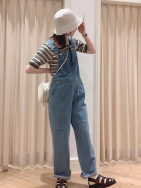 「ehka sopo（エヘカソポ）のアイテム（サロペット/オーバーオール）」を使った、かーびぃさん（レディース・157cm）の夏コーディネート