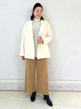 「インディヴィ」｜「アイテム（ステンカラーコート）」を使った、TOMOMIさん（レディース・165cm）の冬コーディネート