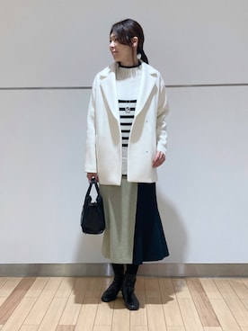 「インディヴィ」｜「アイテム（ステンカラーコート）」を使った、yukaさん（レディース・170cm）の冬コーディネート