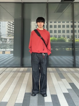 「Adoon plain（アドーンプレーン）のアイテム（パンツ）」を使った、もみさん（メンズ・176cm）の春コーディネート