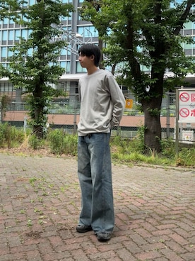 「ワイドデニム」｜もみさん（メンズ・176cm）の春コーディネート