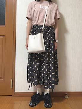 「Lee（リー）のアイテム（Tシャツ/カットソー）」を使った、aikaさん（レディース・157cm）の夏コーディネート