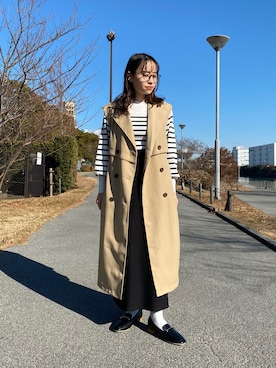 「スクエアトゥ」｜「アイテム（トレンチコート）」を使った、　AMIさん（レディース・158cm）の冬コーディネート