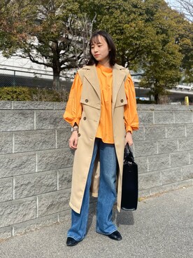 「スクエアトゥ」｜「アイテム（トレンチコート）」を使った、　AMIさん（レディース・158cm）の春コーディネート