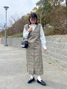 「スクエアトゥ」｜「アイテム（ジャンパースカート）」を使った、　AMIさん（レディース・158cm）の冬コーディネート
