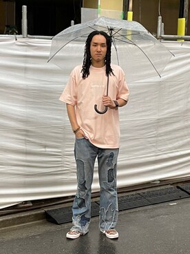 「WHITELAND（ホワイトランド）のアイテム（Tシャツ/カットソー）」を使った、KENTOさん（メンズ・178cm）の夏コーディネート