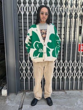 「WHITELAND（ホワイトランド）のアイテム（カーディガン/ボレロ）」を使った、KENTOさん（メンズ・178cm）の冬コーディネート