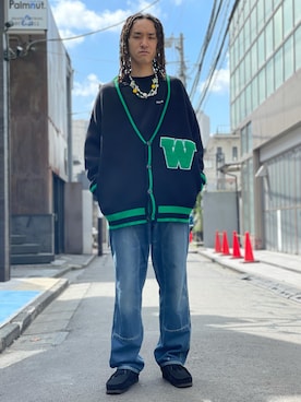 「WHITELAND（ホワイトランド）のアイテム（カーディガン/ボレロ）」を使った、KENTOさん（メンズ・178cm）の秋コーディネート