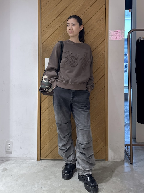 DISTORTED LOGO PATCH FADED SWEAT TOP（スウェット）｜X-girl