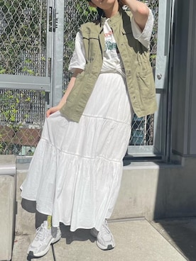 「Heather（ヘザー）のアイテム（ベスト）」を使った、しお。さん（レディース・166cm）の秋コーディネート