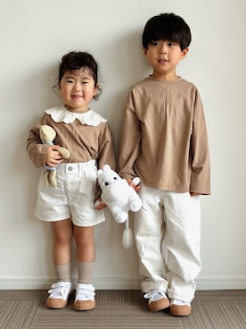 「アイテム（付け襟）」を使った、とりしゅりさん（キッズ・100cm）の秋コーディネート