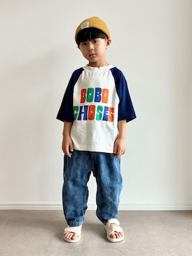 「BOBO CHOSES（ボボショーズ）のアイテム」を使った、とりしゅりさん（キッズ・110cm）の夏コーディネート