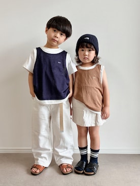 「ZARA KIDSのアイテム」を使った、とりしゅりさん（キッズ・110cm）の夏コーディネート