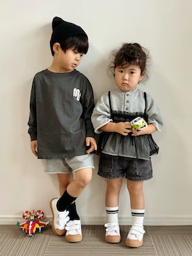 「アイテム（スリッポン）」を使った、とりしゅりさん（キッズ・100cm）の秋コーディネート