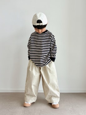 「アイテム（キャップ）」を使った、とりしゅりさん（キッズ・110cm）の春コーディネート