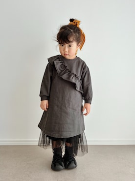 「b・ROOM（ビールーム）のアイテム」を使った、とりしゅりさん（キッズ・100cm）の冬コーディネート