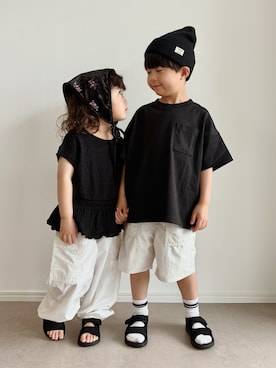 「aimoha（アイモハ）のアイテム」を使った、とりしゅりさん（キッズ・110cm）の春コーディネート