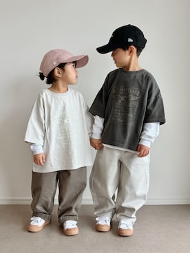「アイテム（キャップ）」を使った、とりしゅりさん（キッズ・110cm）の春コーディネート