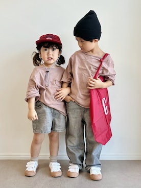 「GAP（ギャップ）のアイテム」を使った、とりしゅりさん（キッズ・110cm）の春コーディネート