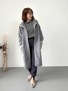 「アイテム（その他アウター、グレー系）」を使った、りりさん（レディース・160cm）の冬コーディネート