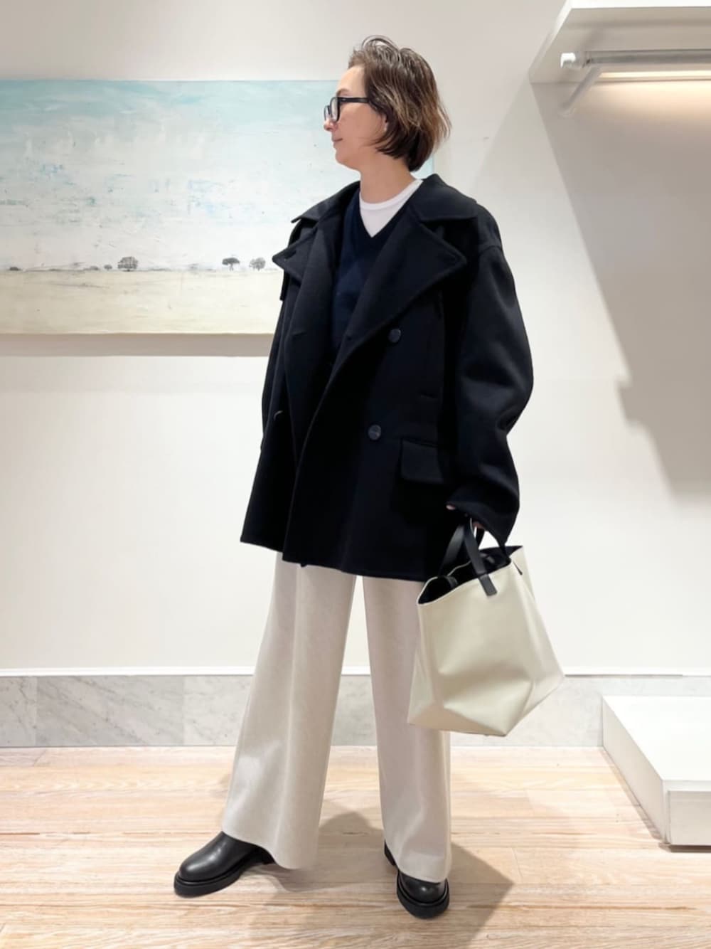 GALERIE VIE フード付きピーコート ネイビー 楽天市場】ウールカシミヤダブルフェイス Pコート GALERIE VIE