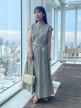 「アイテム（ワンピース/ドレス、グリーン系）」を使った、abeさん（レディース・150cm）の夏コーディネート