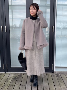 「アイテム（ノーカラーコート）」を使った、abeさん（レディース・150cm）の秋コーディネート