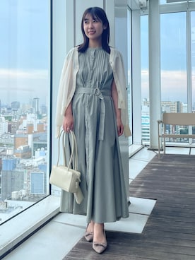 「アイテム（ワンピース/ドレス、グリーン系）」を使った、abeさん（レディース・150cm）の夏コーディネート