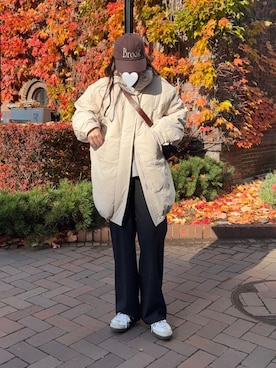 「アイテム（スラックス）」を使った、namiさん（レディース・155cm）の秋コーディネート