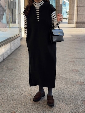 「アイテム（ワンピース/ドレス）」を使った、namiさん（レディース・155cm）の冬コーディネート