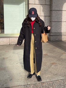 「アイテム（チノパンツ）」を使った、namiさん（レディース・155cm）の冬コーディネート