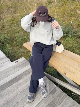 「アイテム（スウェットパンツ）」を使った、namiさん（レディース・155cm）の秋コーディネート