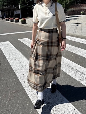 「FRED PERRY（フレッドペリー）のアイテム（ポロシャツ）」を使った、namiさん（レディース・155cm）の秋コーディネート