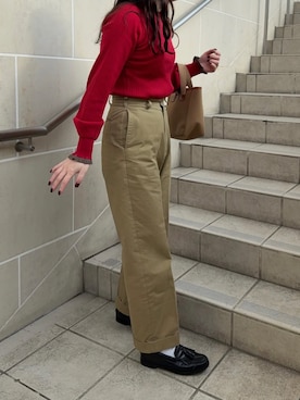 「アイテム（チノパンツ）」を使った、namiさん（レディース・155cm）の冬コーディネート