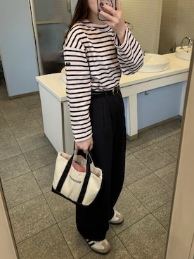 「アイテム（チノパンツ）」を使った、namiさん（レディース・155cm）の秋コーディネート