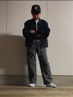 「GU（ジーユー）のアイテム（デニムジャケット）」を使った、NNOOさん（メンズ・165cm）の冬コーディネート