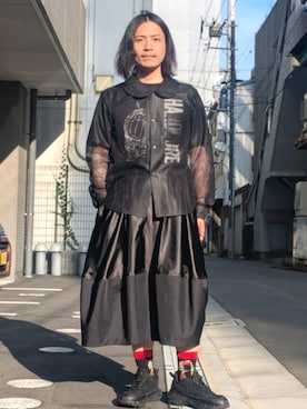 BLACK COMME des GARCONSのスカートを使ったメンズ人気ファッション