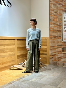 「かぐれ（カグレ）のユーティリティーイージーパンツ（その他パンツ）」を使った、おぎさん（レディース・167cm）の秋コーディネート