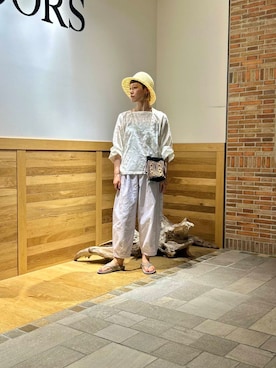 「ストレート×イエベ春」｜「アイテム（帽子）」を使った、おぎさん（レディース・167cm）の夏コーディネート
