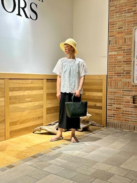 「ストレート×イエベ春」｜「アイテム（帽子）」を使った、おぎさん（レディース・167cm）の夏コーディネート