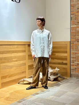 「FORK&SPOON（フォークアンドスプーン）のFORK&SPOON　バンドカラーダブルクロスシャツ（シャツ/ブラウス）」を使った、おぎさん（レディース・167cm）の秋コーディネート