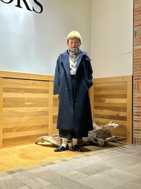 「アイテム（ネックウォーマー/スヌード、グレー系）」を使った、おぎさん（レディース・167cm）の秋コーディネート