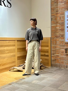 「アイテム（ポロシャツ）」を使った、おぎさん（レディース・167cm）の夏コーディネート