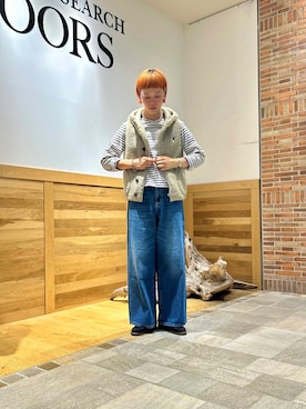 「GYMPHLEX（ジムフレックス）のGYMPHLEX　BOA HOODED VEST（その他アウター）」を使った、おぎさん（レディース・167cm）の秋コーディネート