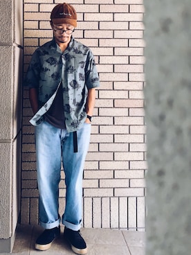 「THE NORTH FACE（ザノースフェイス）のザ ノース フェイス THE NORTH FACE S/S Aloha Vent Shirt_ショートスリーブアロハベントシャツ（シャツ/ブラウス）」を使った、hiromeganeさん（メンズ・165cm・40代）の夏コーディネート