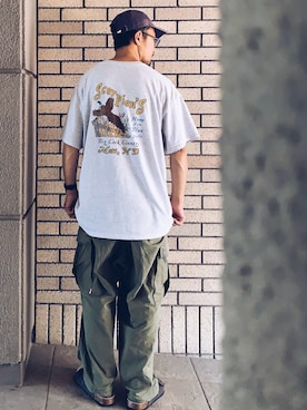 「usedのアイテム（キャップ、ブラック系）」を使った、hiromeganeさん（メンズ・165cm）の夏コーディネート