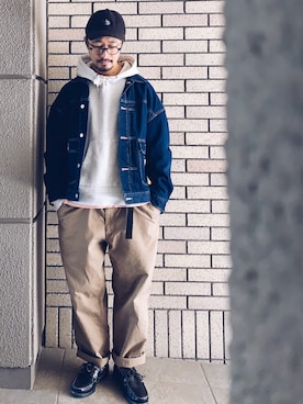 「アイテム（キャップ）」を使った、hiromeganeさん（メンズ・165cm）の春コーディネート