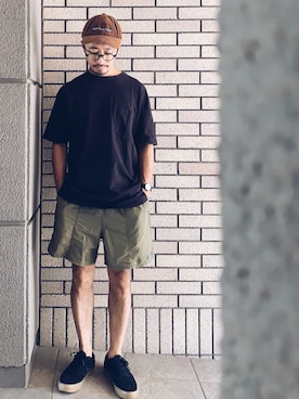 「アイテム（キャップ）」を使った、hiromeganeさん（メンズ・165cm）の夏コーディネート