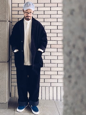 「アイテム（スリッポン）」を使った、hiromeganeさん（メンズ・165cm）の秋コーディネート