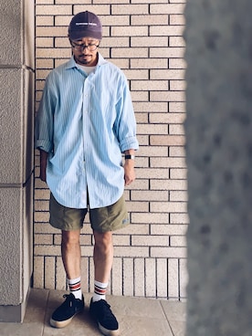 「GU（ジーユー）のアイテム」を使った、hiromeganeさん（メンズ・165cm）の春コーディネート